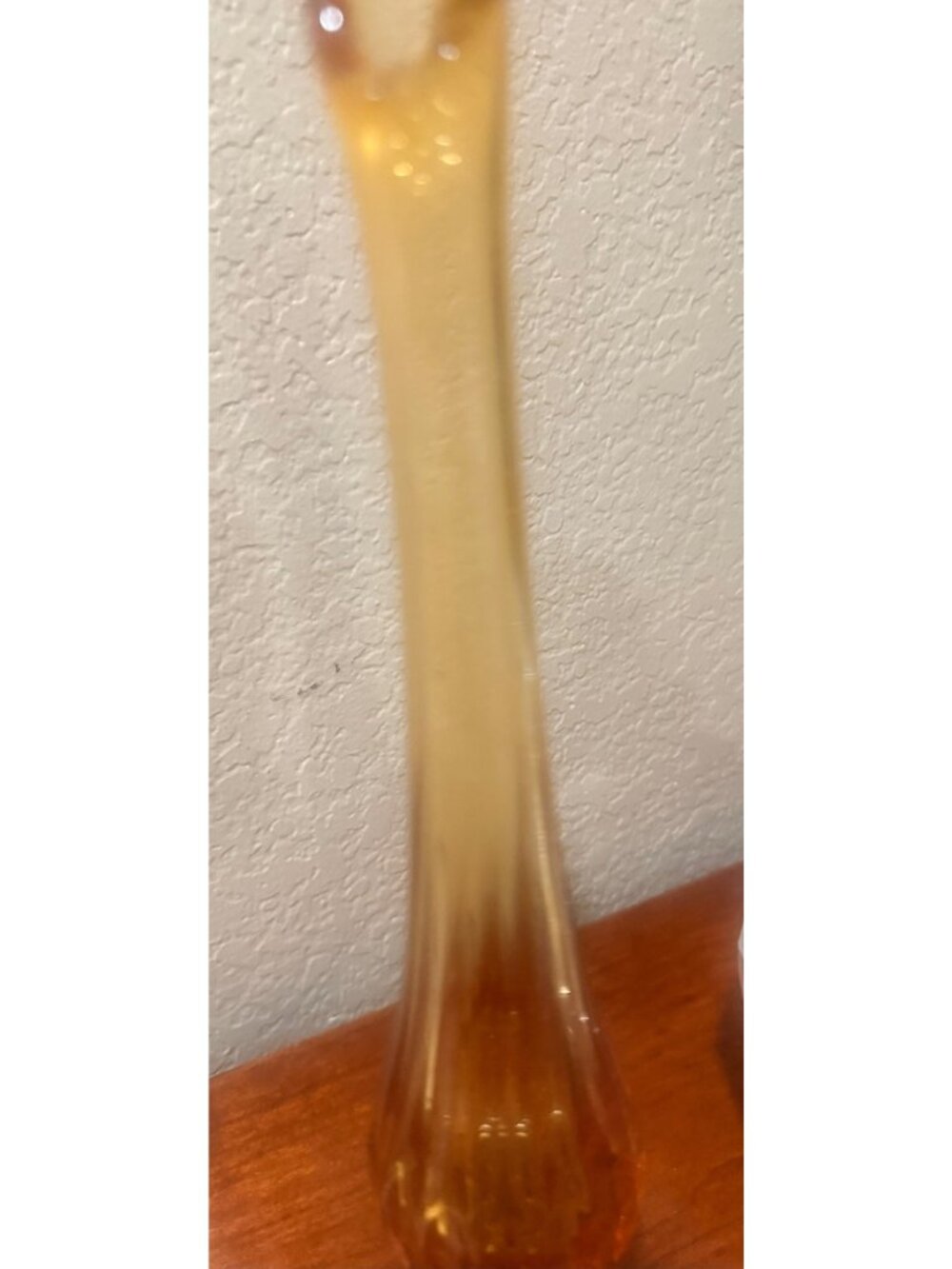 Honey Amber Fenton Thumbprint Colonial Swung MCM Vase on footed base